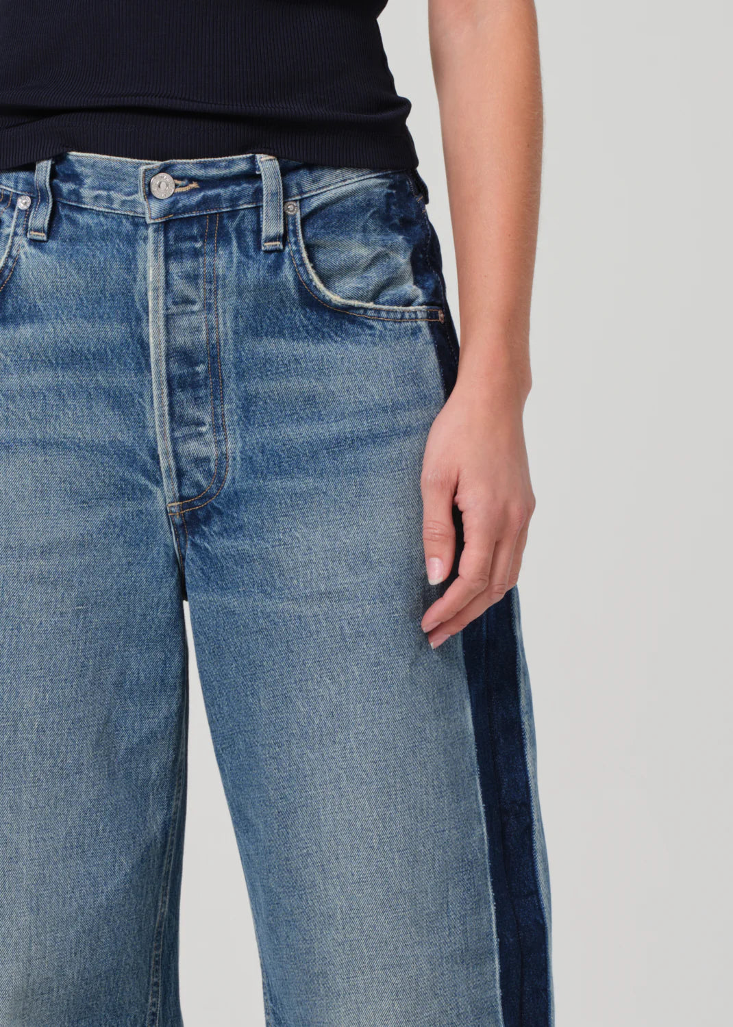 Ayla Baggy with Tuxedo Stripe in Drome | Favour