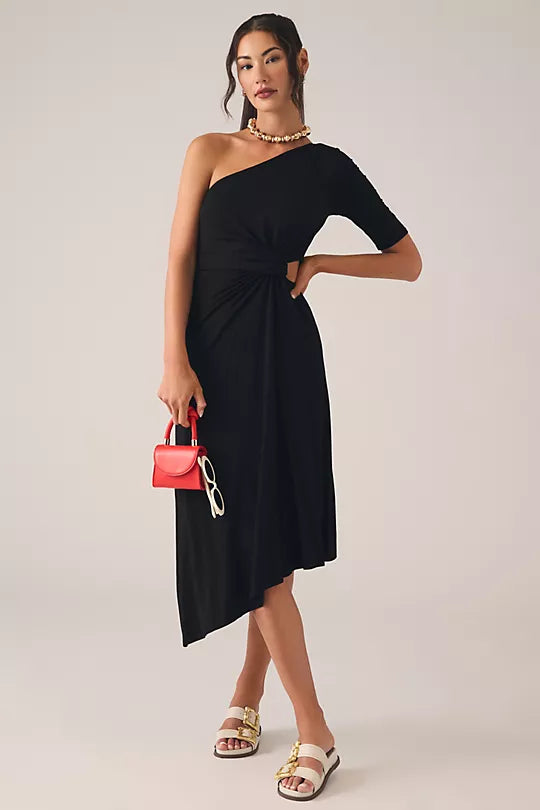 Cailin One Sleeve Dress in Black | Favour Cailin One Sleeve Dress in Black | Favour
