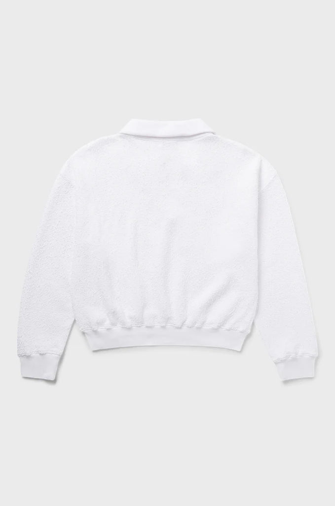 Polo Sweatshirt in White Boucle