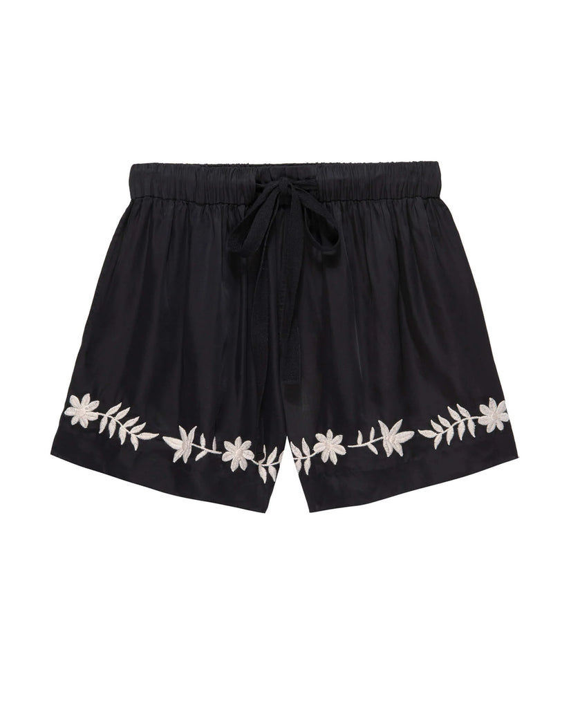 The Bonfire Short in Black w/Palm Embroidery