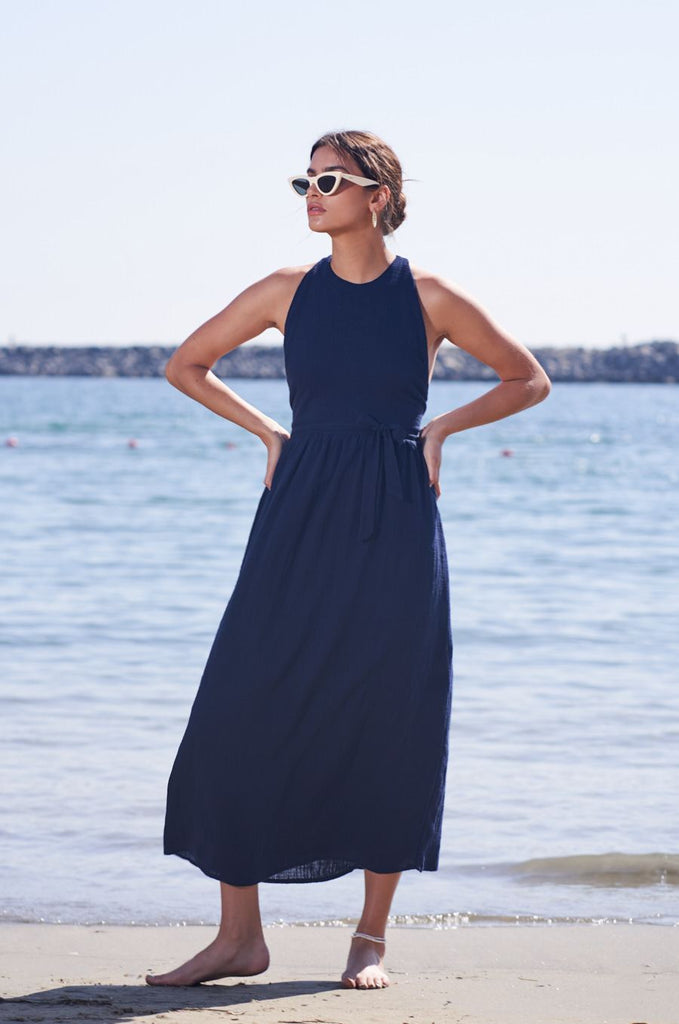 navy blue gauze dress Women's Cloud Gauze Midi Dress