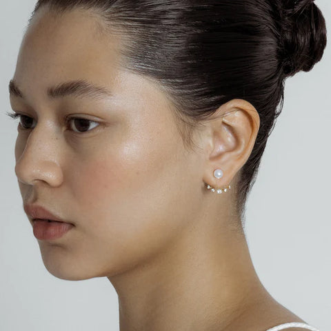 Bezel Pearl Ear Jacket in Gold | Favour
