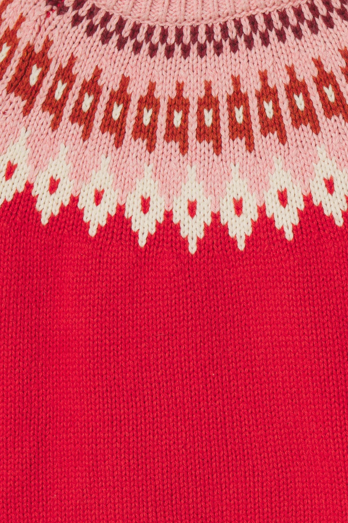 Kimi Oversized Fairisle Sweater in Amaranth